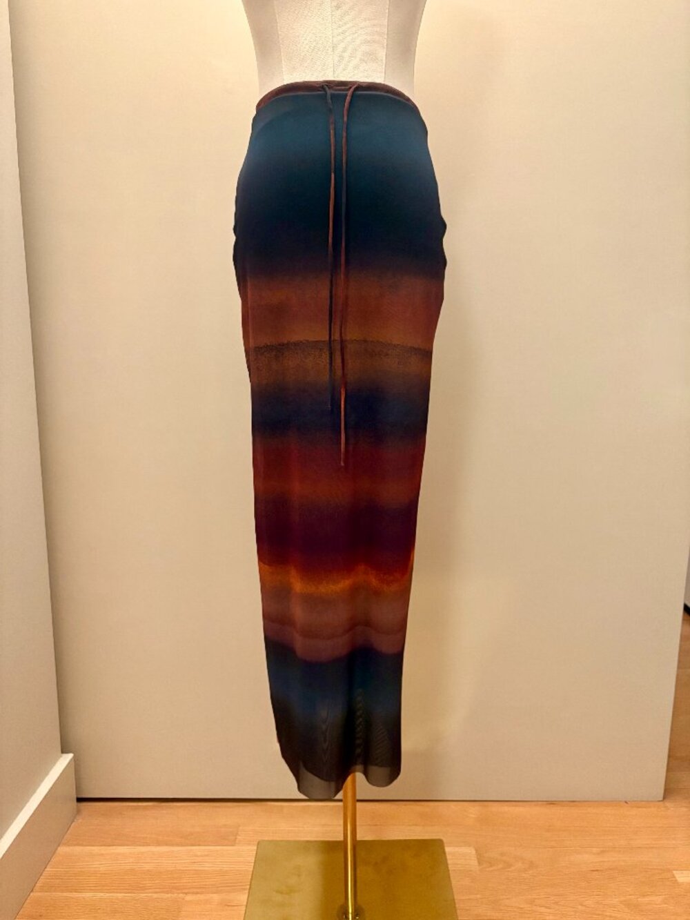 Zara Ombre Maxi Skirt in Teal and Brown